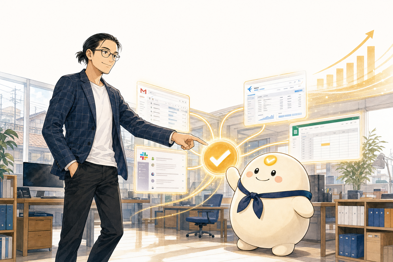 LeachOS — リーちゃんが Gmail・freee・Slack・Google Sheets を AI で動かす様子